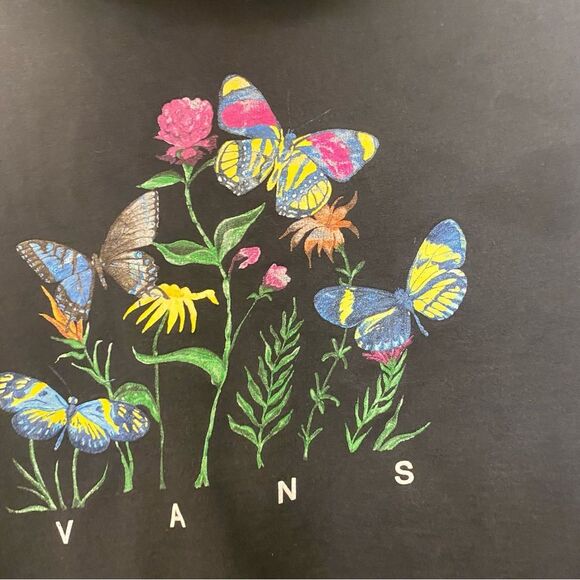 VANS black women’s floral flower botanical butterfly fairy core hoodie M - Picture 7 of 7